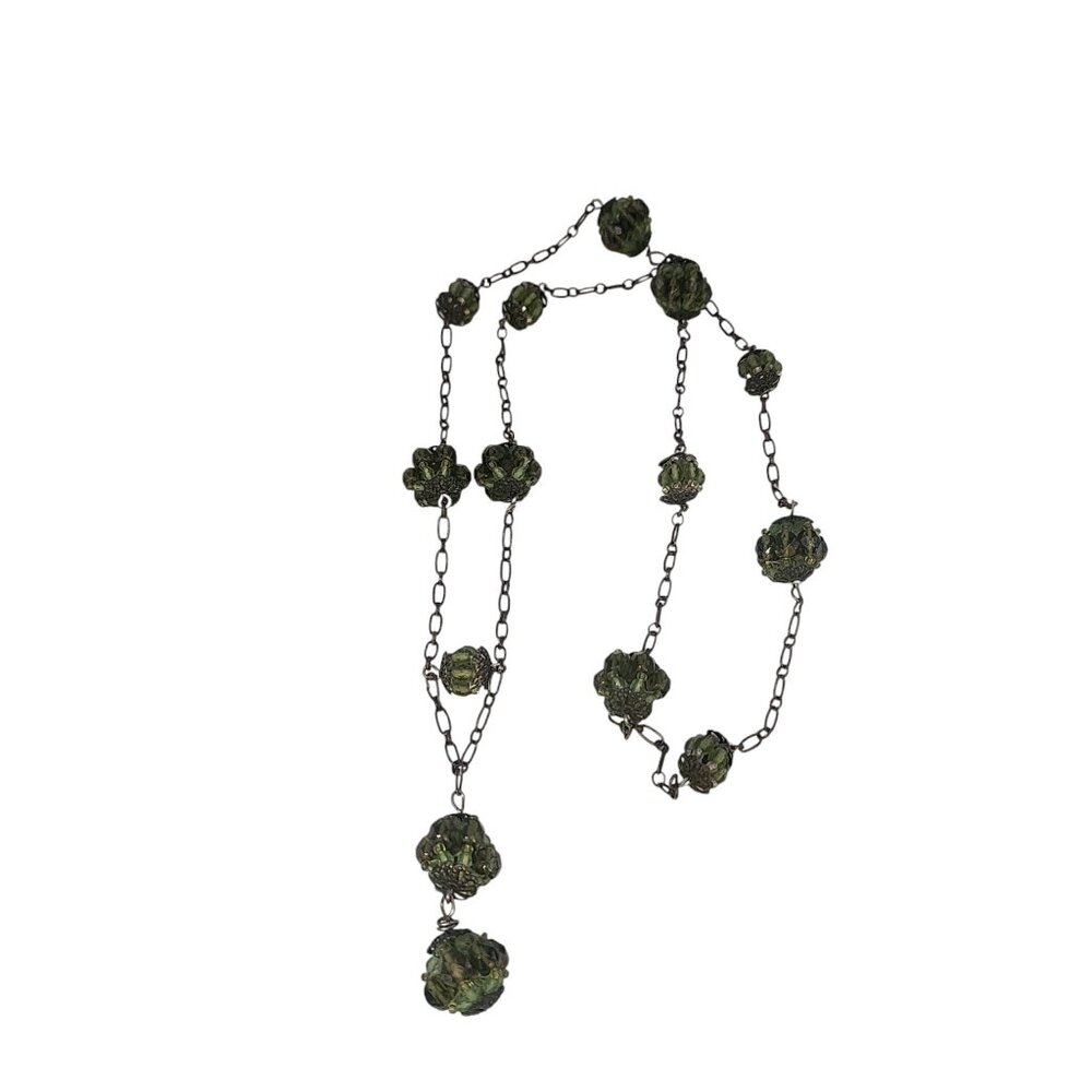 Vintage Hand Beaded Ball Necklace (A5647)